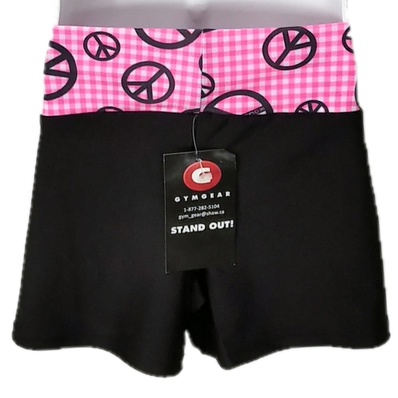 NWT GymGear Dance / Gymnastics Shorts - Black / Peace Plaid - Child XL - Picture 2 of 4